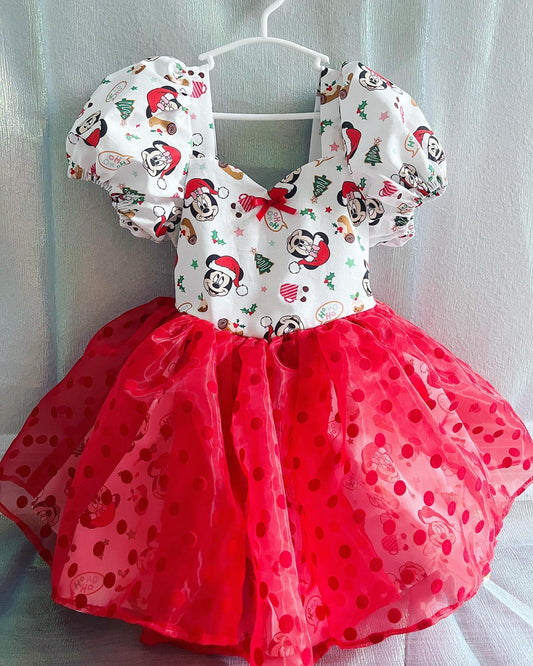 White and Red Christmas Girl Dress