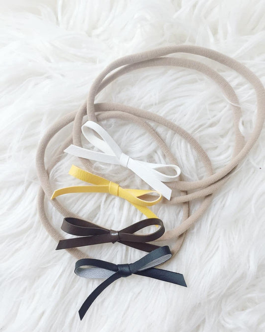 Leather bow headband